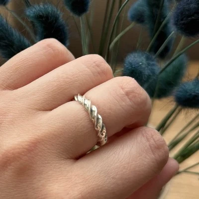 Etah Love Clocks & Colours Damenring Sterlingsilber Wirbel geriffelt Spirale Bandring - Bild 1 von 4