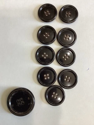 Vintage Coat Brown Horn Buttons Set 10 Sewing Craft Project 4 Hole - Image 1 of 2