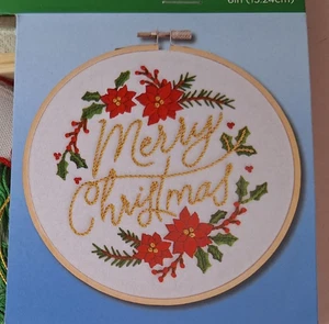 Kit ricamo BUON NATALE kit completo con cerchio NUOVO - Foto 1 di 2