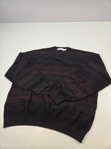St Croix Knits Sweater Mens Large Gray Burgundy Wool Blend Crewneck Knit - Picture 1 of 9