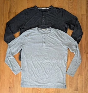 (2) Camisa de manga larga Tasc Henley para hombre XL gris claro oscuro rendimiento bambú - Imagen 1 de 17
