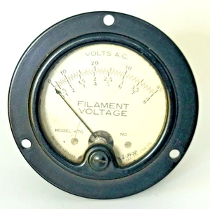 CB55: Medidor de voltaje de filamento Weston modelo 476 vintage medidor de panel de CA de 0-40 V funciona - Imagen 1 de 2