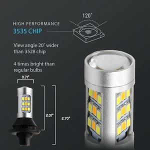 Error Free White/Amber 3157 LED DRL Switchback Turn Signal Parking Light Bulbs - Picture 1 of 8
