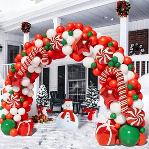 Kit de arco de guirnalda de globos de Navidad con globos de caramelo rojo blanco de Navidad Gi... - Imagen 1 de 7