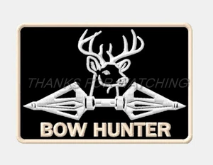 BOW HUNTER EMBROIDERED PATCH IRON/SEW ON 3-3/8"x 2-3/8" DEER MOOSE FISH, OUTDOOR - Bild 1 von 2