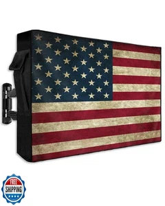 LBCASA Copri TV da Esterno Bandiera Americana da 40 a 43 Pollici Resistente alle Intemperie, Rosso Vintage - Foto 1 di 5