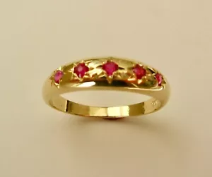 GENUINE 9K 9ct SOLID GOLD NATURAL RUBY GYPSY ANNIVERSARY RING M (6.5 US) - Picture 1 of 6