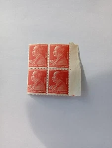 France 1927 block of 4 mint 90c red Marcelin Berthelot S G no457 back not good - Picture 1 of 2