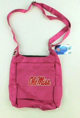 NCAA Womens Ole Miss Pink Over the Shoulder Purse Zip Close w/ Magnet Pocket Bag Cover