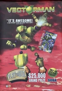 Vectorman & Prime Time NFL - Deion Sanders Sega Genesis 2-seitiges Poster - Bild 1 von 2