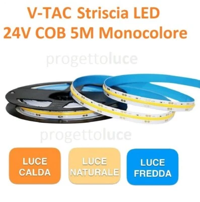 V-TAC VT-COB-280 STRISCIA LED COB MONOCOLORE 10W/M 24V BOBINA DA 5 METRI 4750 LM - Immagine 1 di 4