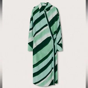 Mango Green Stripped Print Dress Size Medium NWT - Picture 1 of 14