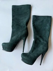Botas de plataforma de cuero verde YSL Yves Saint Laurent talla 36,5 EUR - Imagen 1 de 23