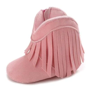 Baby Girls Cowboy Tassel Boots Side Zipper Moccasins Soft Bottom Non-Slip Tod... - Picture 1 of 6