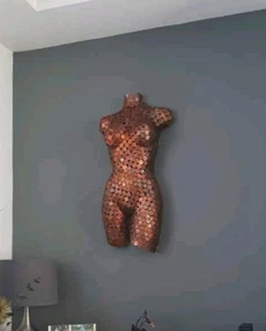 Copper Coin 2p pence Metal Wall Art Female Front Torso Sculpture Abstract NUDE - Picture 1 of 10