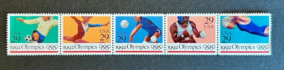 Scott#: 2641a - 1992 Summer Olympics 5x29¢ Horizontal Strip of 5 Stamps MNHOG - Image 1 of 1