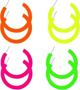 4 Pairs 80S Candy Color Acrylic Neon Round Earrings for Women Retro Colorful - Picture 1 of 6