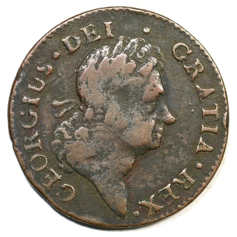 1722 Harp Right Rim Break Hibernia Half Penny Colonial Copper Coin Cover