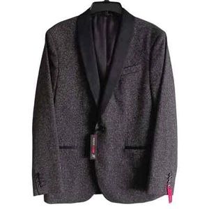Jf ferrar Mens Blazer Sports Coat Metallic Slim Fit Large 42 R Black Tuxedo NWT - Picture 1 of 11
