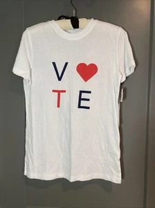 1901 Vote Collection Heart Red White Blue America Graphic Cotton Blend T-Shirt S - Picture 1 of 3