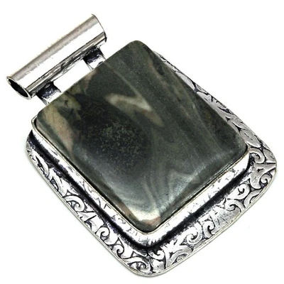 Pingente de pedra preciosa jaspe oceano presente para sua joia de prata 1,75" - Imagem 1 de 4