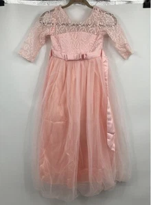 NNJXD Girls Pink Pageant Embroidery Ball Gown Size 150 - Picture 1 of 11
