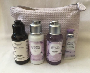 NEW L’Occitane Lavender travel pouch w shampoo, shower gel, lotion, hand cream - Picture 1 of 8