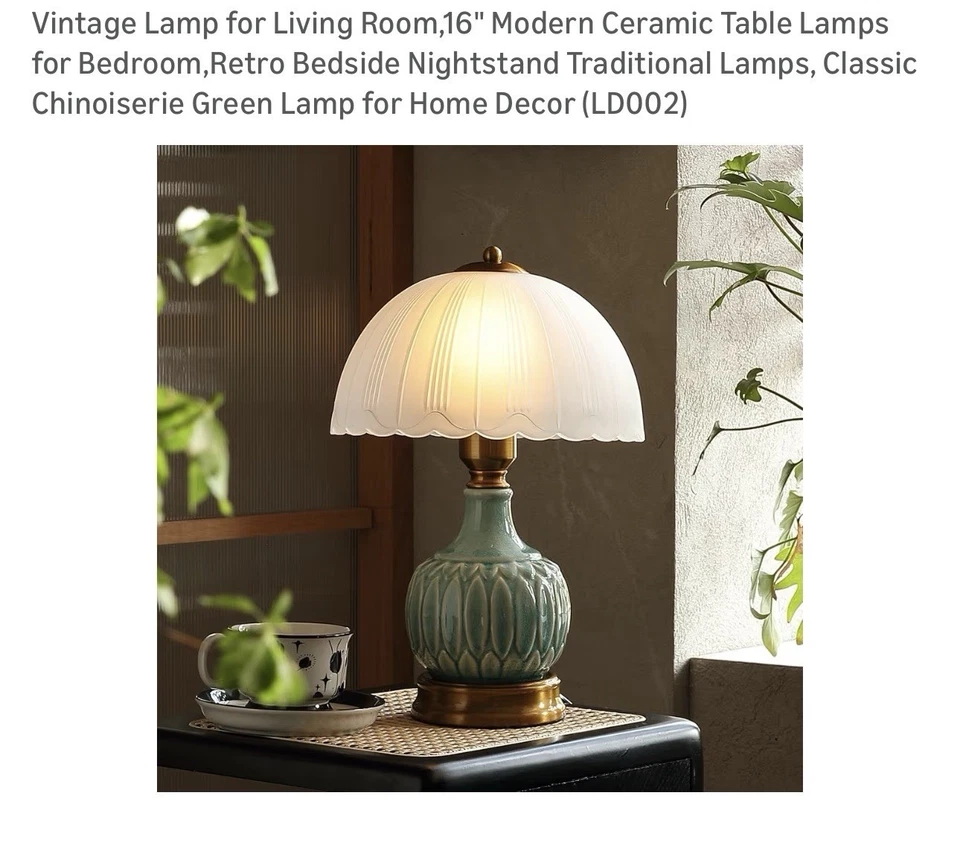 Vintage Lamp for Living Room,16" Modern Ceramic Table Lamps for Bedroom,Retro - Image 1 of 4