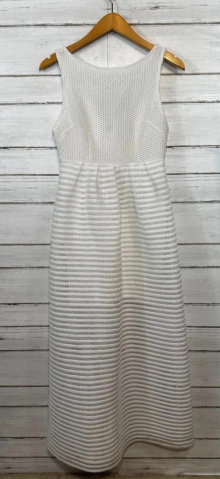 Leifsdottir Anthropologie белый Livnah вырез полоски длинное платье платье 4P - Изображение 1 из 3