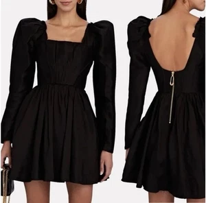 Vestido Aje Flor Manga Larga Corsé Mini Negro Talla AU 10 / US 6 NUEVO CON ETIQUETAS Corbata Negra - Imagen 1 de 8