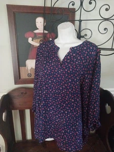 CAMISA JONES YEW YORK TOP MANGA 3/4 CORAZONES 100% RAYÓN 2X Leer!! JERSEY - Imagen 1 de 7