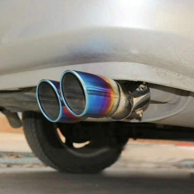 Car Rear Dual Exhaust Pipe Tail Muffler Tip Throat Tailpipe Stainless Steel. - Image 1 of 4