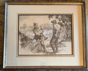 Fredrick Cole Original Pencil Drawing with Gouache titled "Glen Pool" Tulsa, OK - Picture 1 of 4