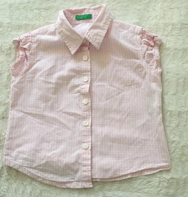 Blusa/top United Colors Of Benetton blanca/rosa a cuadros talla 24 meses (90 cm) Foto 1 de 4