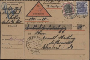 GERMANY, 1920. Nachnahme Card, Berlin - Ebersbach - Picture 1 of 1