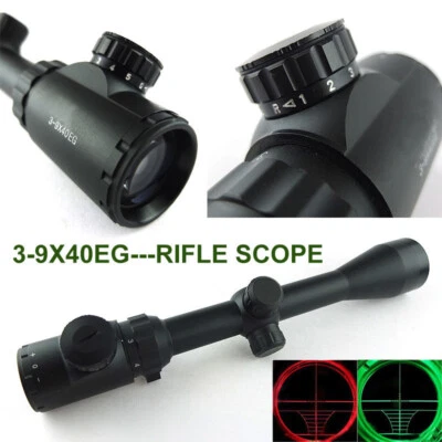 3-9X40EG Hunting Riflescope Optical Sight Red & Green Illuminated Crosshair - Image 1 of 4