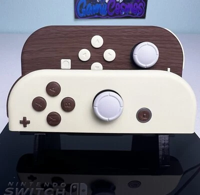 Woodgrain & Cream - Soft Touch Finish - Custom Joycons for Nintendo Switch - Image 1 of 4