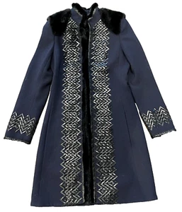 Andrew GN Fall 2012 Runway Embroidered Wool Mink Fur Dress Coat US 2 4 / FR 36 - Picture 1 of 6