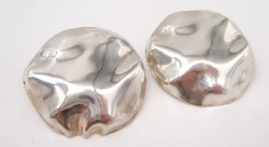 VTG STERLING SILVER HAND CRAFTED STERLING STUD EARRINGS LARGE - Picture 1 of 5
