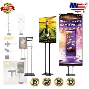 Double-Sided Heavy-Duty Sign Holder - Adjustable Height for Versatile Display - Picture 1 of 11