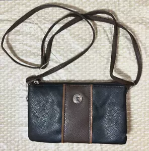 Borsa a mano Stone Mountain in pelle incollata Trifecta nera e marrone tracolla - Foto 1 di 10