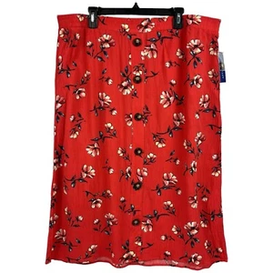 Apt 9 Womens Floral Skirt Elastic Waistband Faux Button Front Pull On XXL - Picture 1 of 13