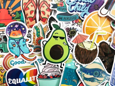 100 Cool Mixed Colors Sticker Lot Fun Pack Skateboard Laptop Car Decals