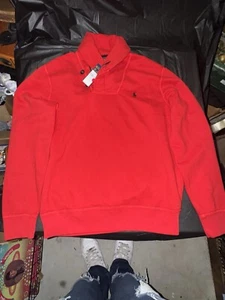 Polo Ralph Lauren Para Hombre Grande 2 Botones Chal Cuello Rojo Suéter 100% Algodón - Imagen 1 de 8