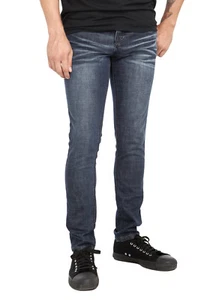 XXX RUDE Dark Vintage Wash Skinny Blue Jeans Pants Mens 28" Waist 32" Inseam NWT - Picture 1 of 4
