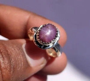 Bellissimo anello in argento sterling 925 con rubino stella Lindy fatto a mano per regalo - Foto 1 di 6