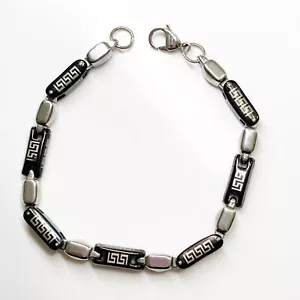Macy’s Silver Spiral Charm Chain Link Punk Metal Men Bracelet - Picture 1 of 5