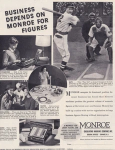1938 Monroe Calculators: Business Depends On, Baseball Vintage Print Ad - Picture 1 of 1