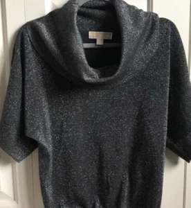 Michael Kors Pullover schwarz schimmernd Wasserfallausschnitt Large  - Bild 1 von 4