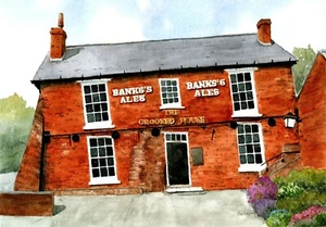 Crooked House, Himley, England. Wonkiest pub. Rob Thorpe watercolor art prints - Picture 1 of 1